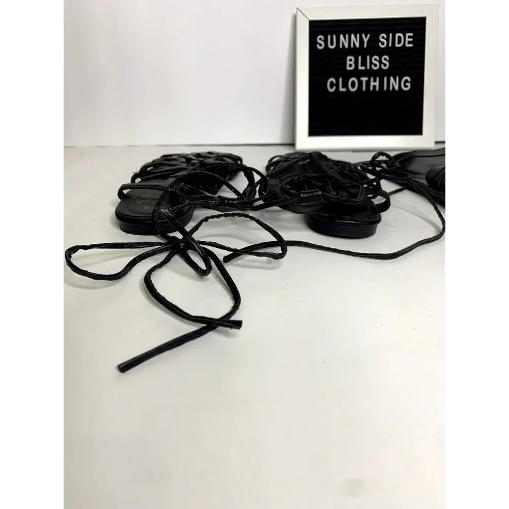 Women's Black Flat Summer Sandals Lot of 2 Size 9 - Picture 6 of 8